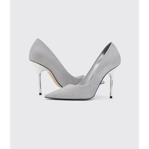 Good American Emma Silver Glitter Stiletto Heels Women’s Size 12 New Box - Picture 5 of 16